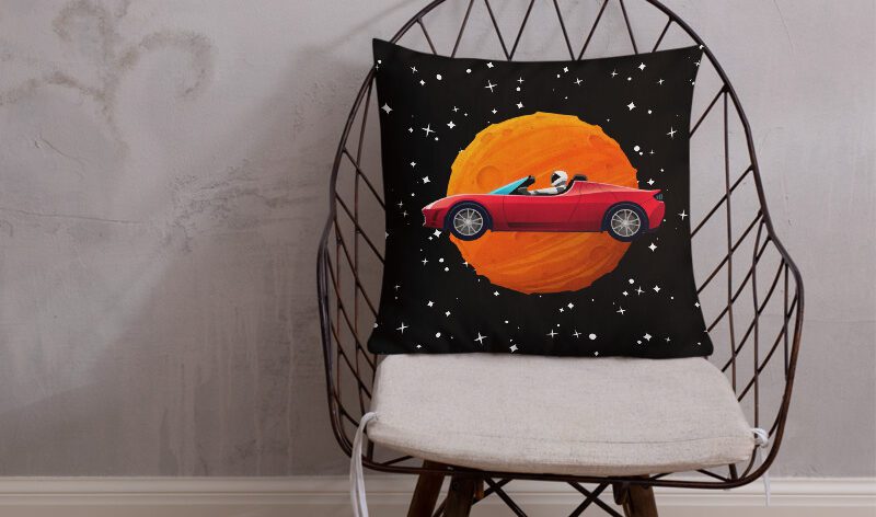 Starman on Mars Pillow - Tesla Studios Shop
